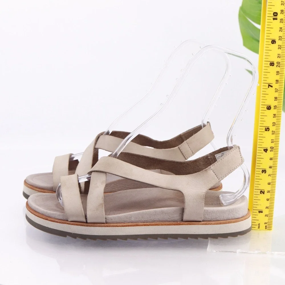 Merrell Womens Juno Sandals Size 9 Beige Tan Leather Slingback Lug Sporty Shoes
